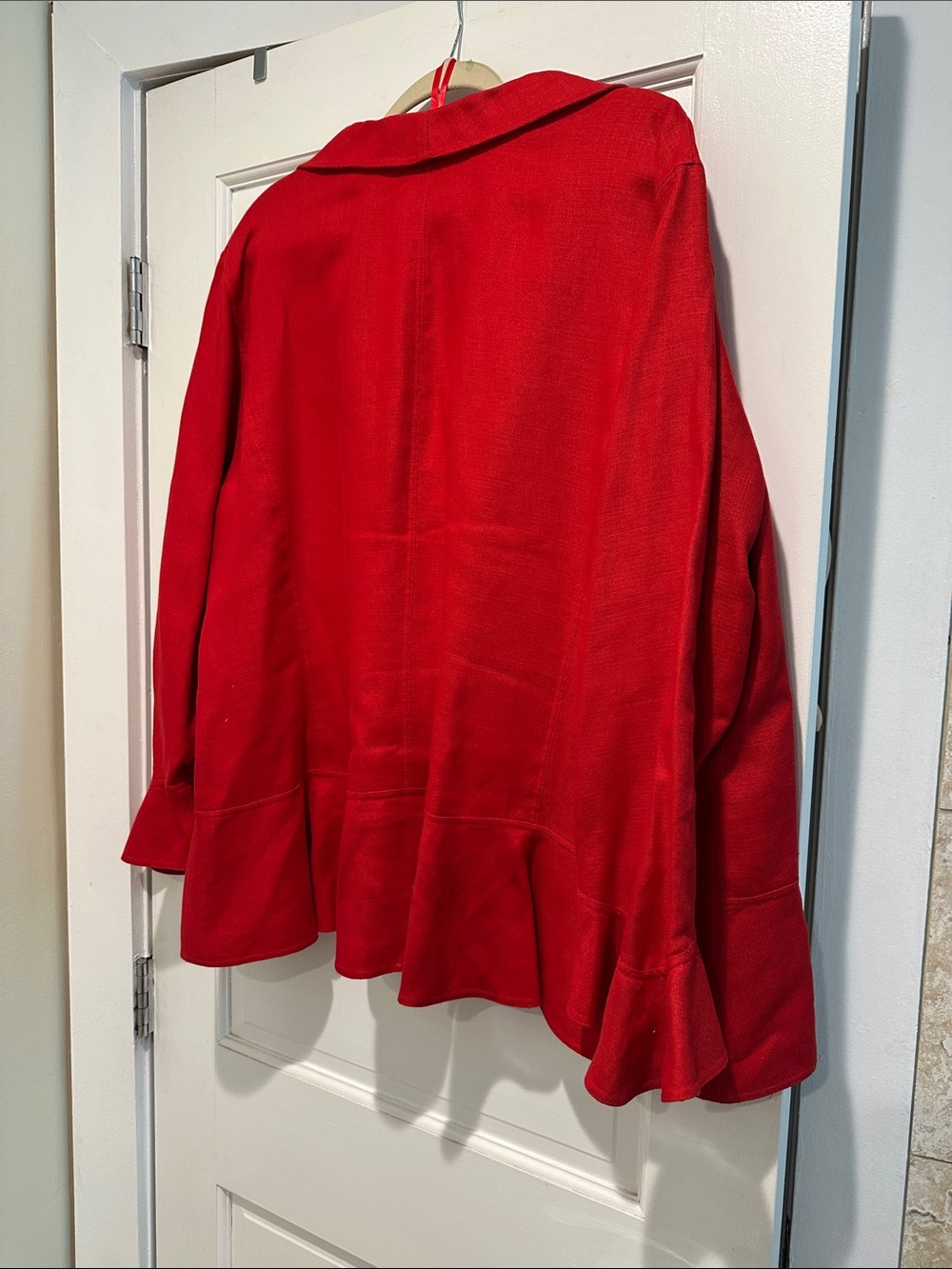 Anne Klein Red Ruffle Front Jacket - Picture 9 of 10